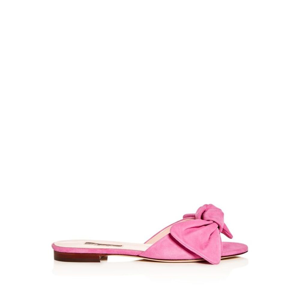 SJP Womens Pink Bow Accent Finn Round Toe Block Heel Slip On Slide Sandals 36 - Picture 2 of 4